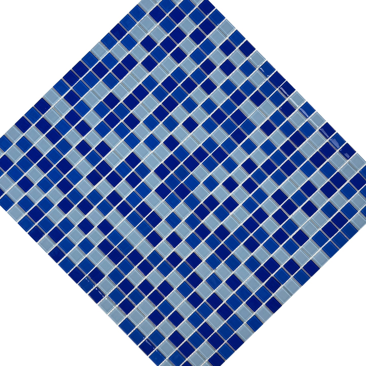 Azure Enchantment Series Light Blue & Cobalt Blue & Navy Blue Mixed Crystal Glass Mosaic