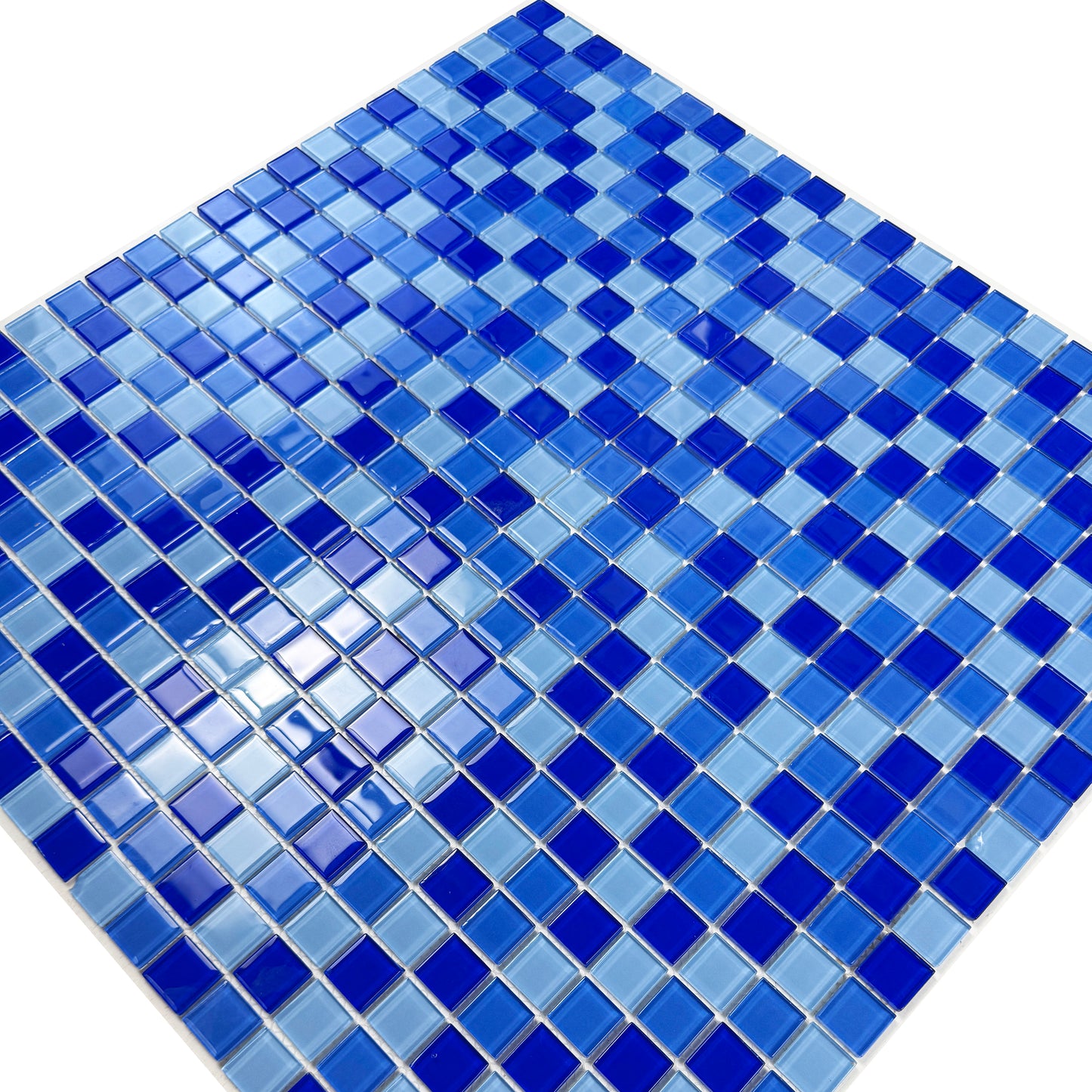 Azure Enchantment Series Sky Blue & French Blue & Navy Blue Mixed Crystal Glass Mosaic