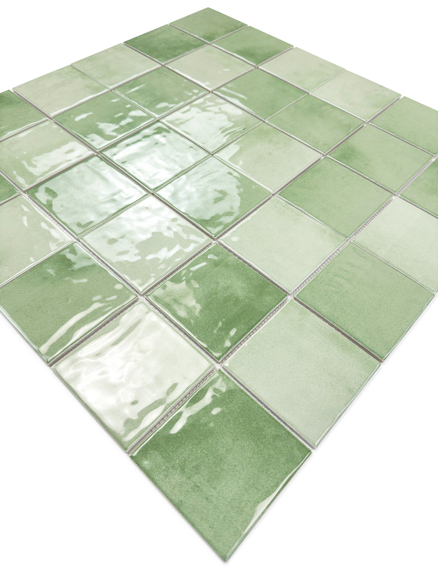 Burano Series Saga Green & Olive Green Mixed Natural Gradient Porcelain Mosaic