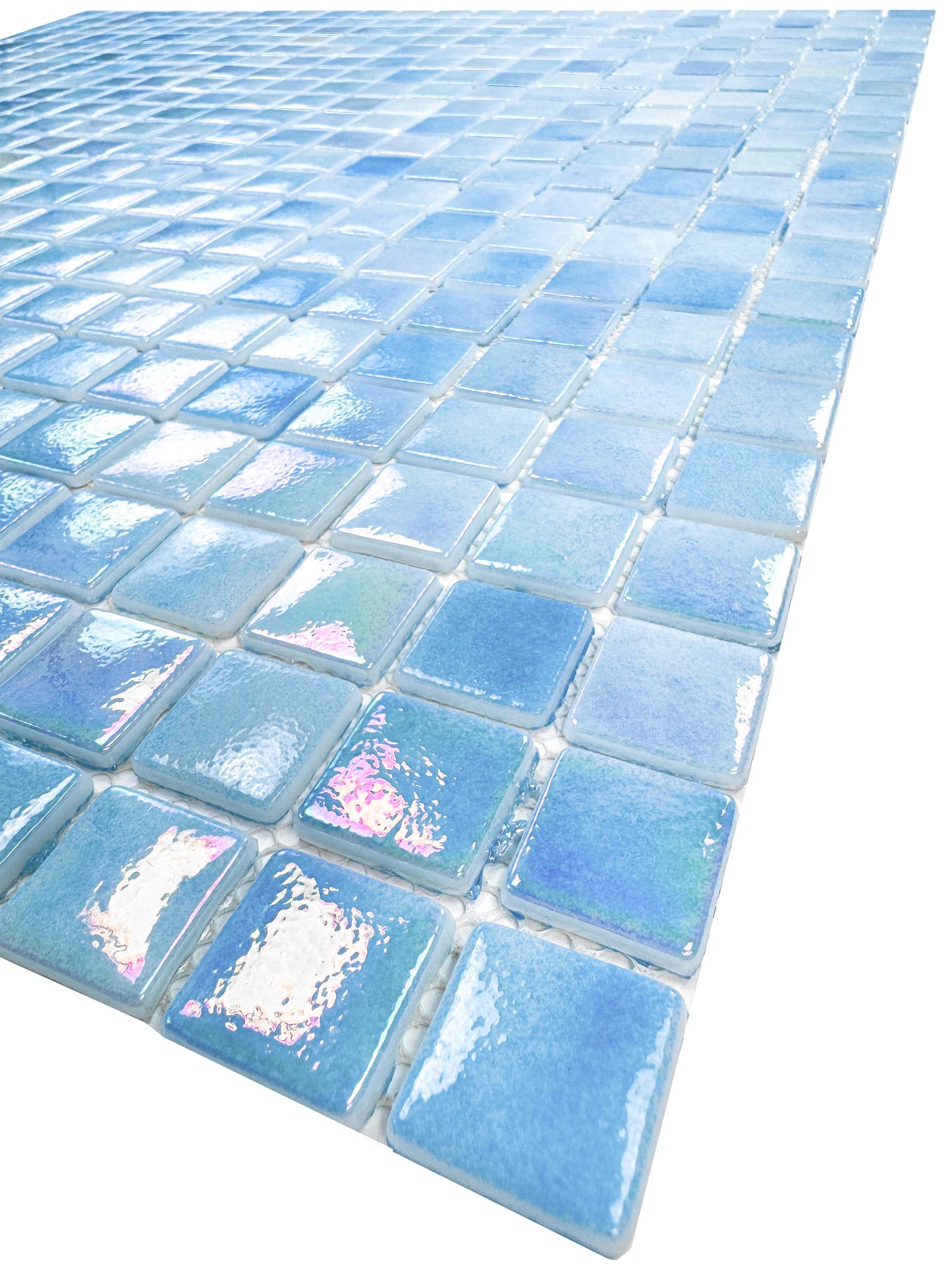 Regal Europe Series Azure Blue & Baby Blue Mixed Glossy Recycled Glass Mosaic