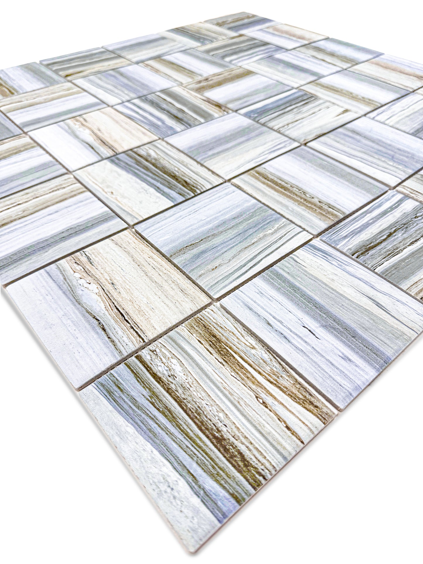 Majestic Naturale Light Blue & Milky White & Light Grey Mixed Stone Pattern Porcelain Mosaic