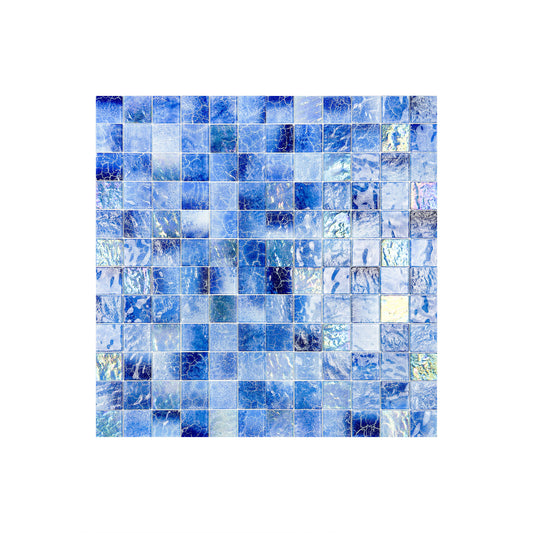 Marble Mirage Series Midnight Blue & Navy Blue Marble Texture Glossy Recycled Glass Mosaic
