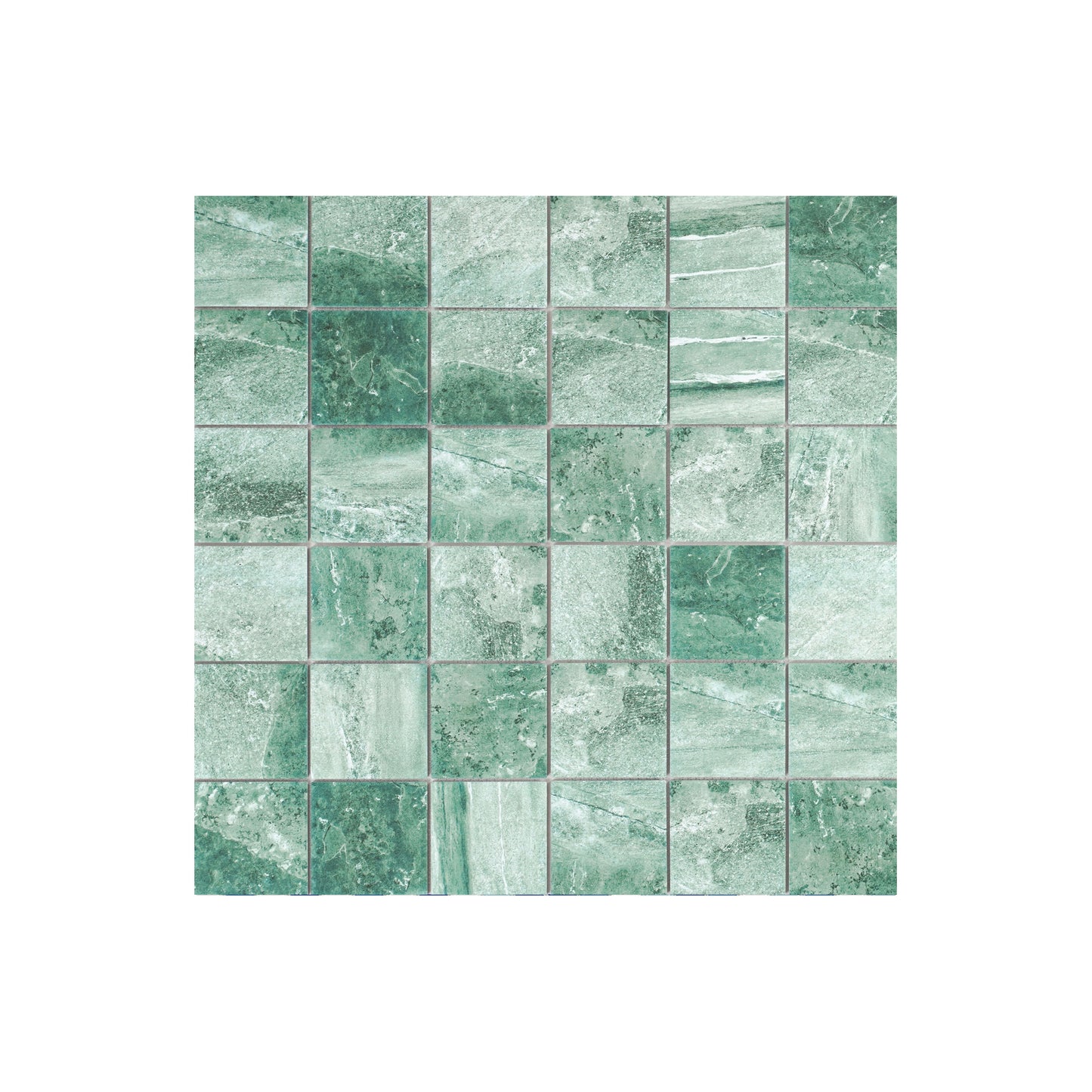 Majestic Naturale Series Mint Green & Forest Green Mixed Convex Matte Surface Stone Pattern Porcelain Mosaic