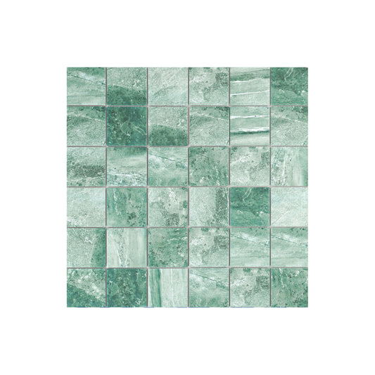Majestic Naturale Series Mint Green & Forest Green Mixed Convex Matte Surface Stone Pattern Porcelain Mosaic