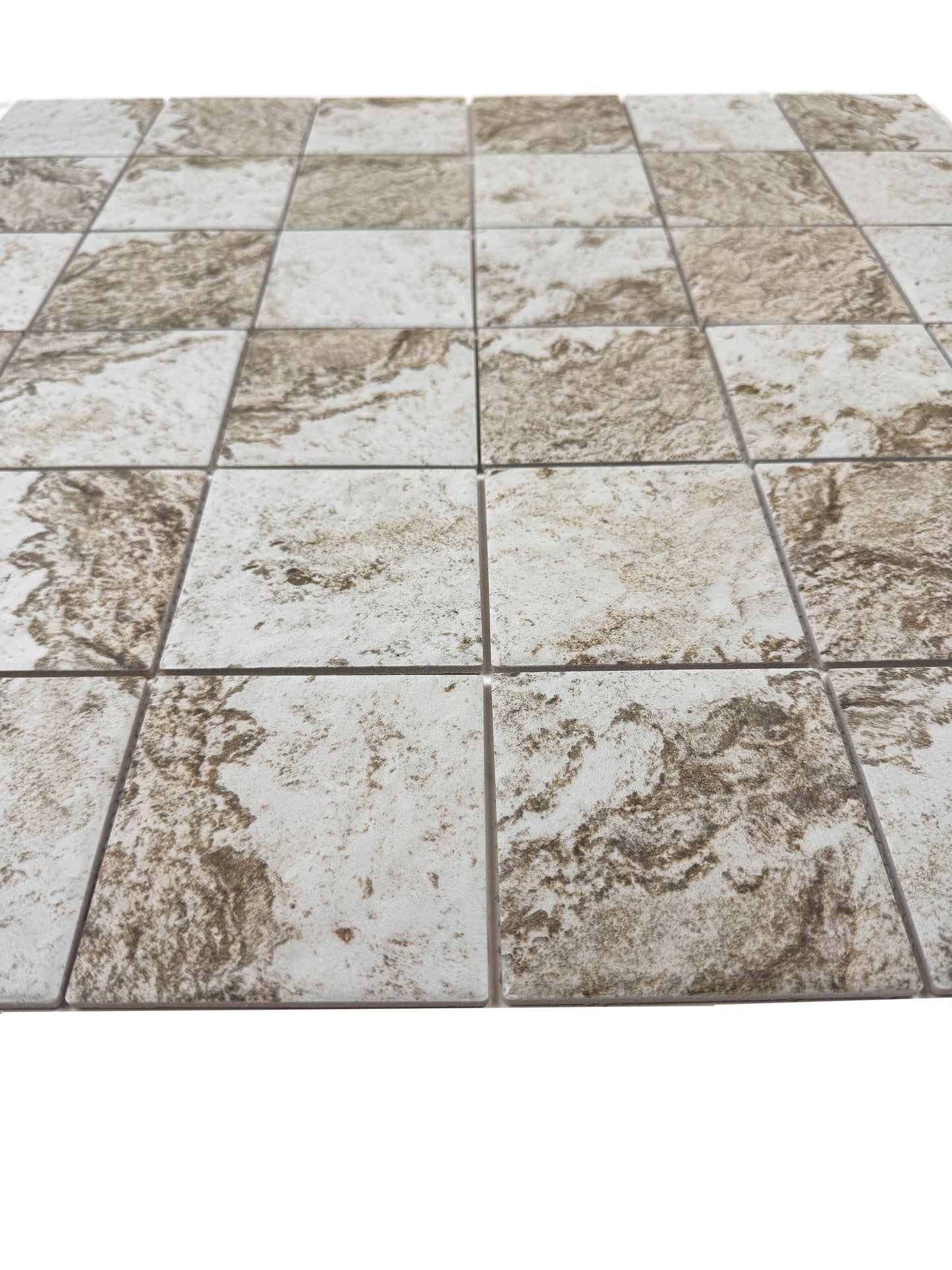 Majestic Naturale Light Off White & Brown & Gray Mixed Stone Pattern Porcelain Mosaic