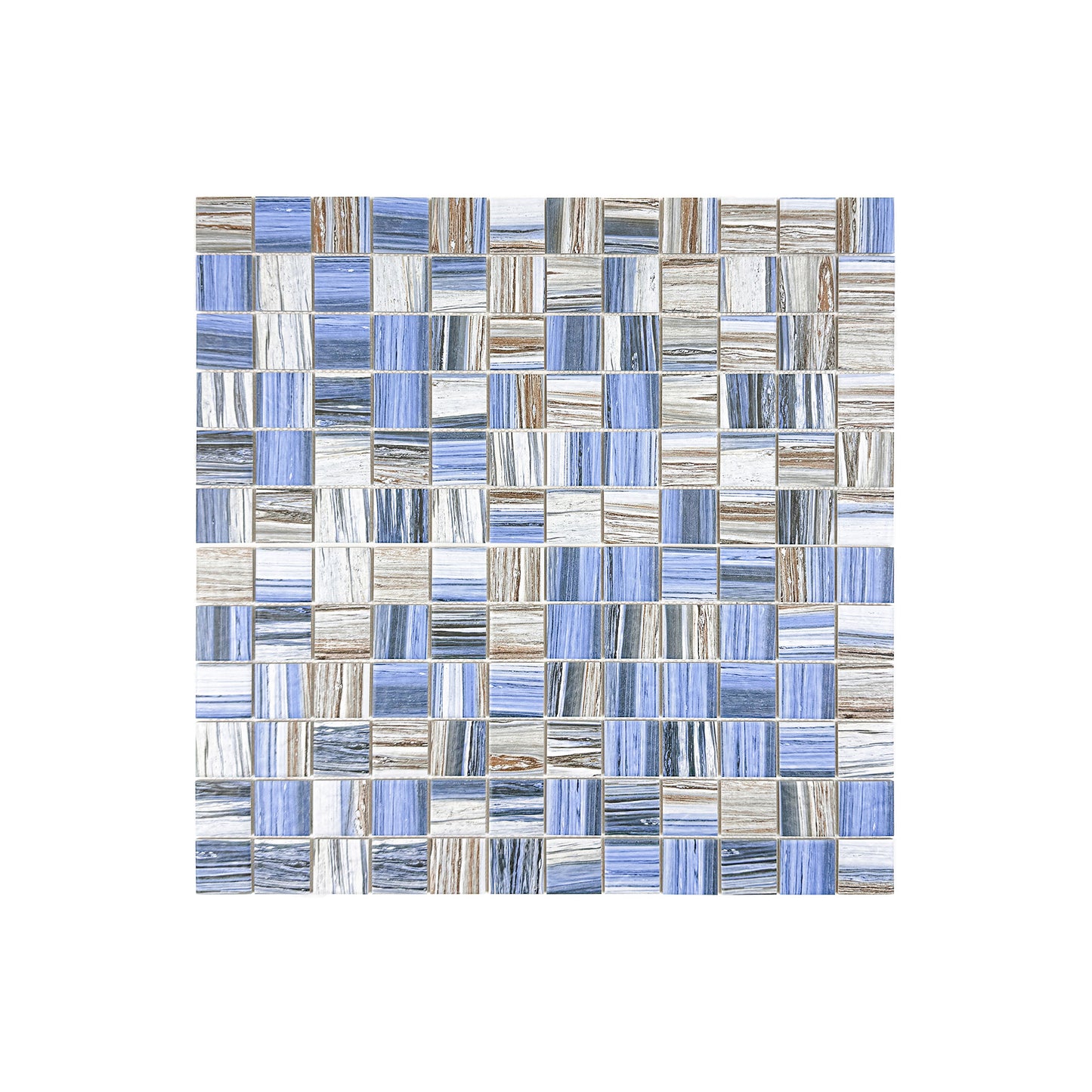Majestic Naturale Dark Blue & Milky White & Light Grey Mixed Stone Pattern Porcelain Mosaic