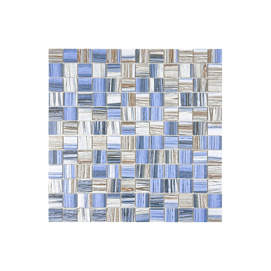 Majestic Naturale Dark Blue & Milky White & Light Grey Mixed Stone Pattern Porcelain Mosaic