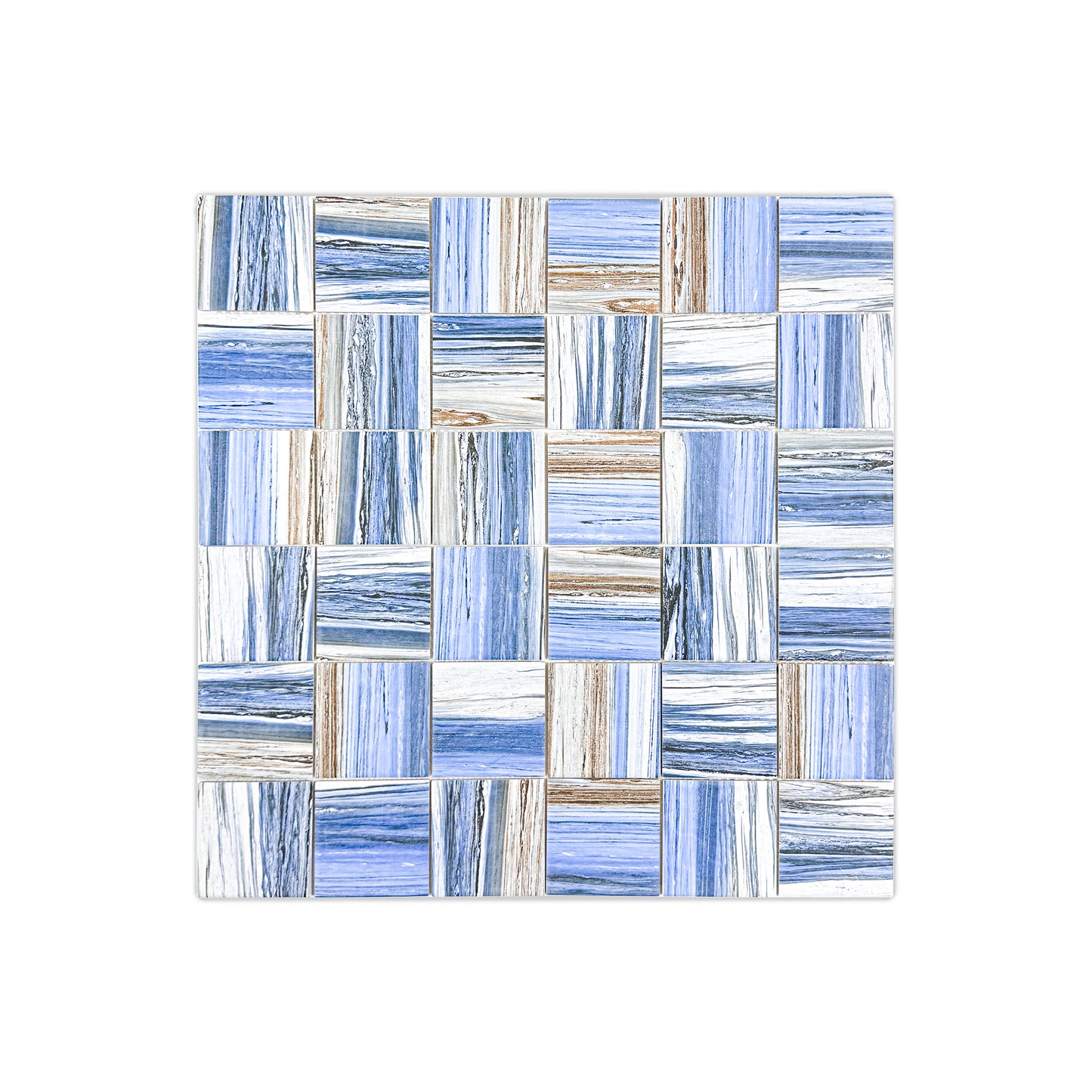 Majestic Naturale Dark Blue & Milky White & Light Grey Mixed Stone Pattern Porcelain Mosaic