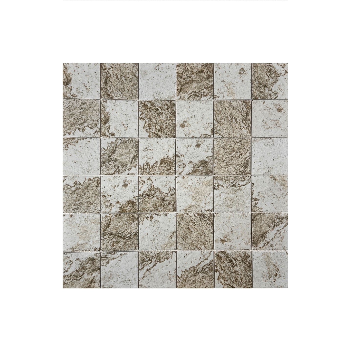 Majestic Naturale Light Off White & Brown & Gray Mixed Stone Pattern Porcelain Mosaic
