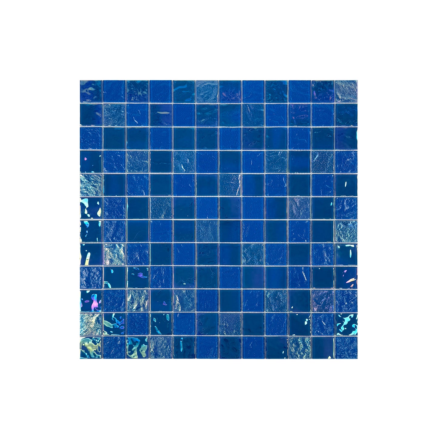 Crystal Cascade Series Light Blue Iridescent Mixed Wave Pattern Crystal Glass Mosaic