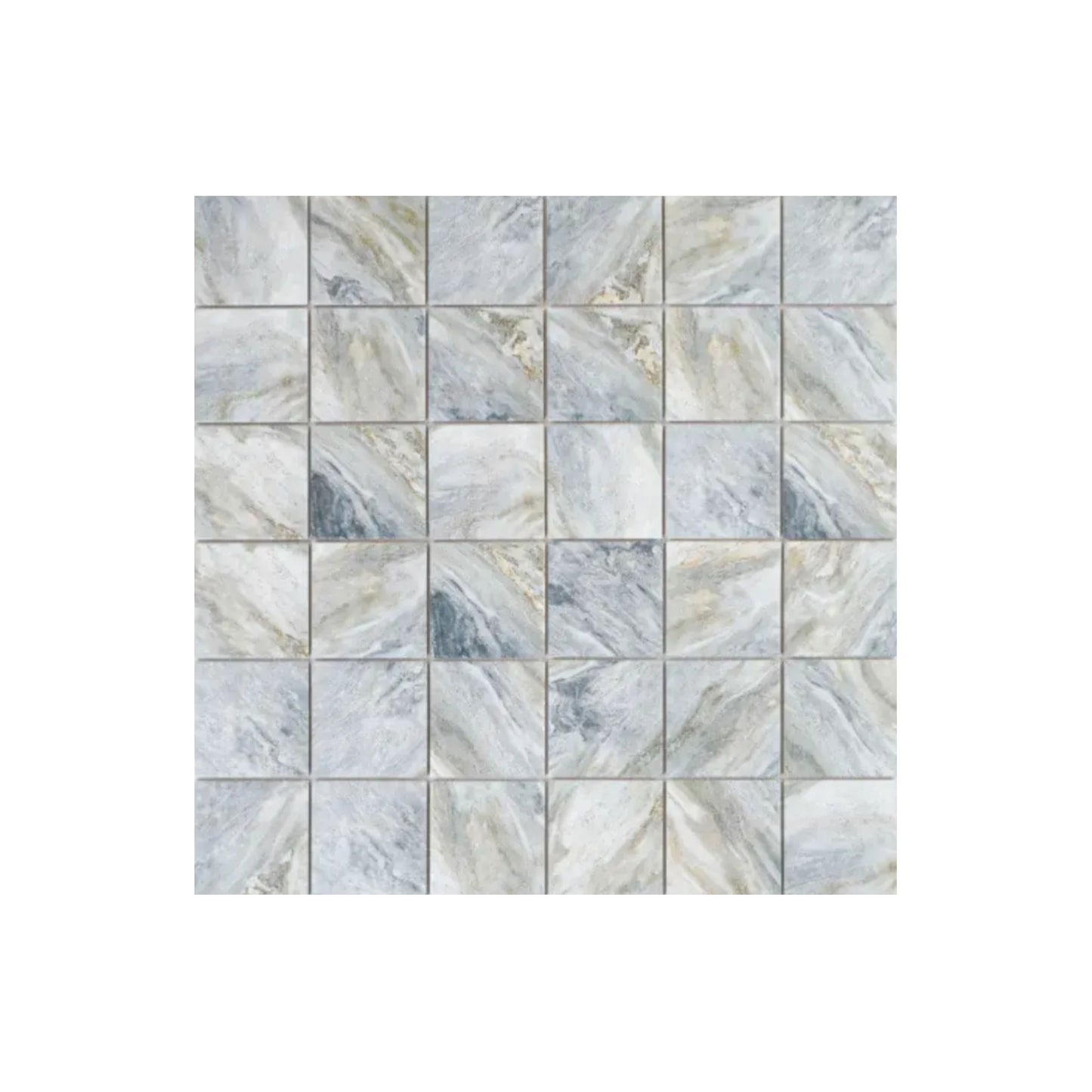 Majestic Naturale Series Lava Grey & Gold Vein Mixed Convex Matte Surface Stone Pattern Porcelain Mosaic