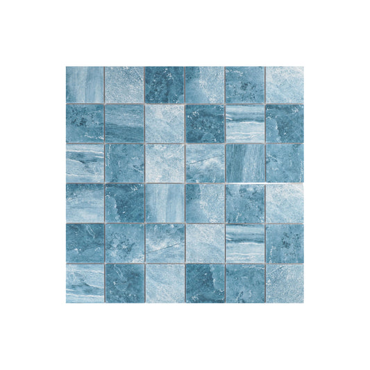 Majestic Naturale Series Cobalt Blue & Cornflower Blue Mixed Convex Matte Surface Stone Pattern Porcelain Mosaic