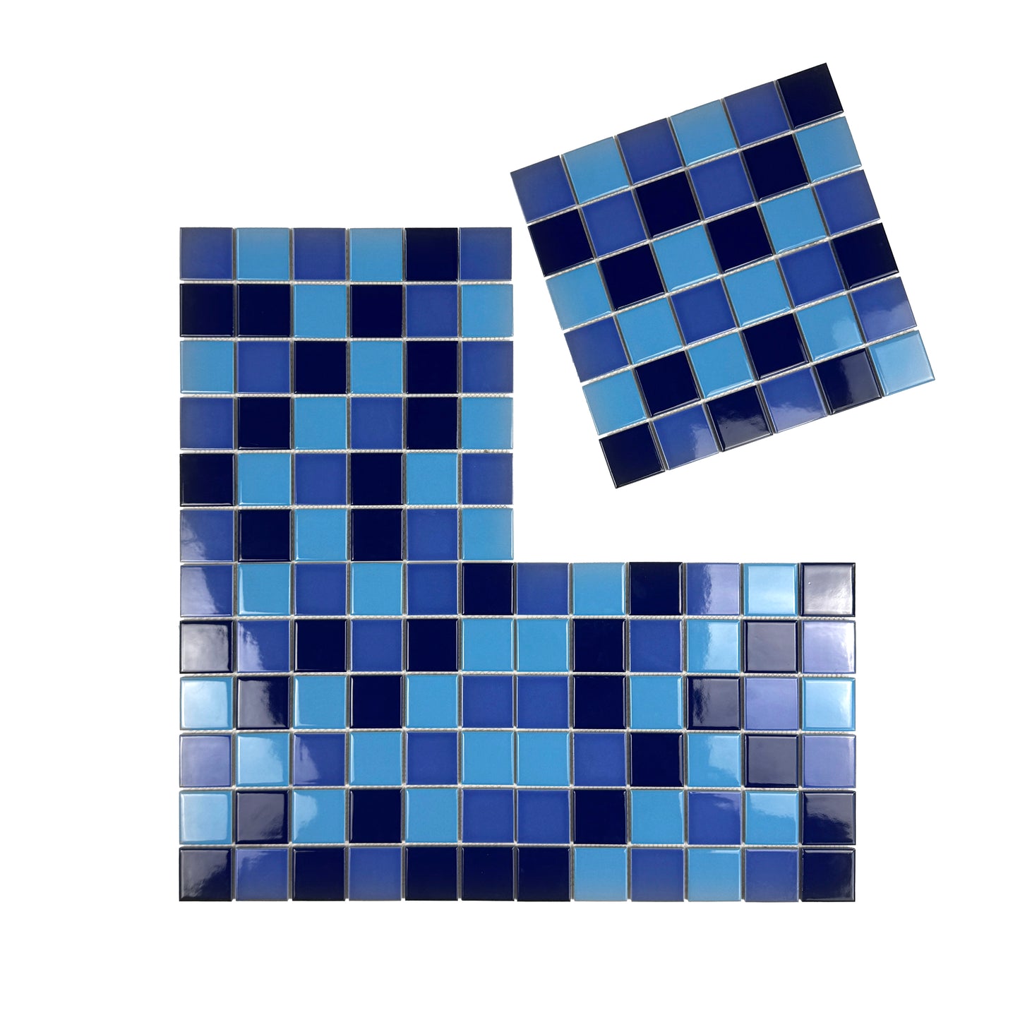 Blue mosaic tile  on a white background