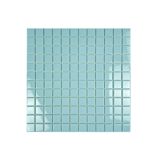 Baby Blue mosaic tile on a white background
