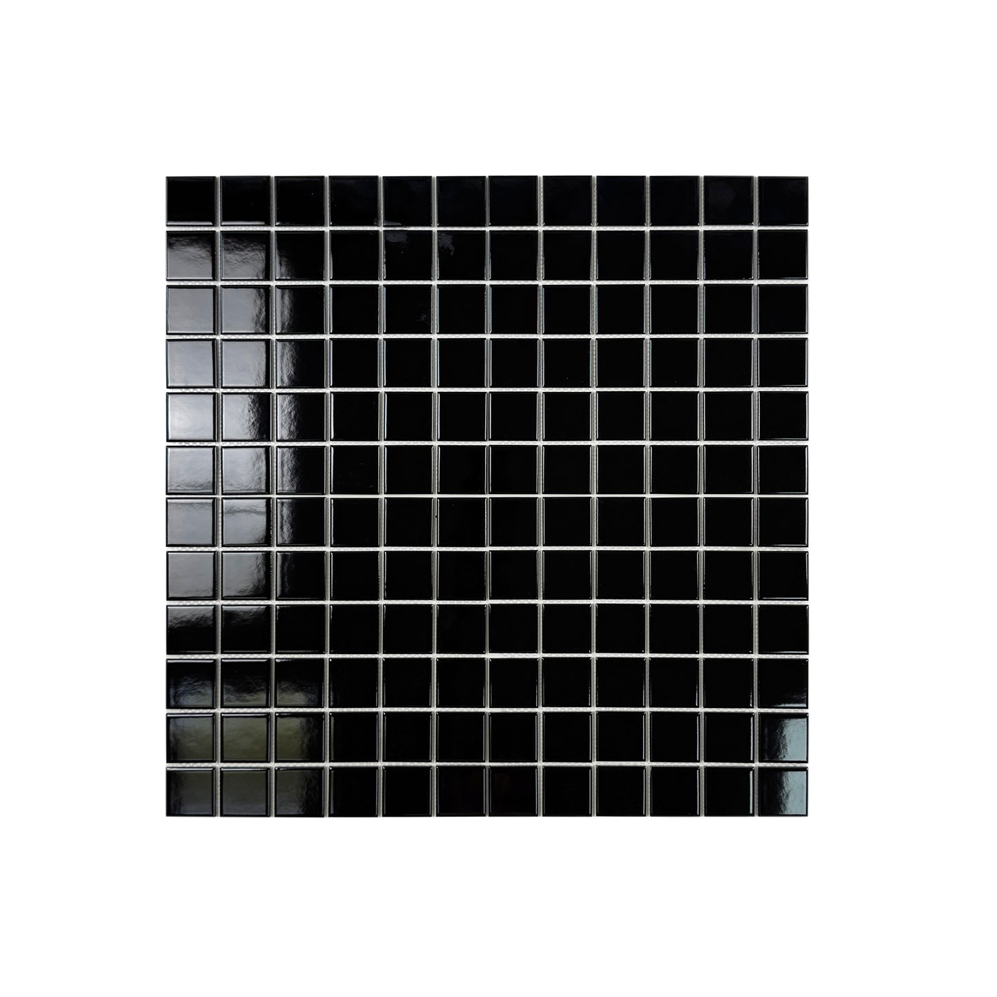 Black square tiles on a white background