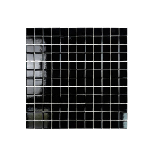 Black square tiles on a white background