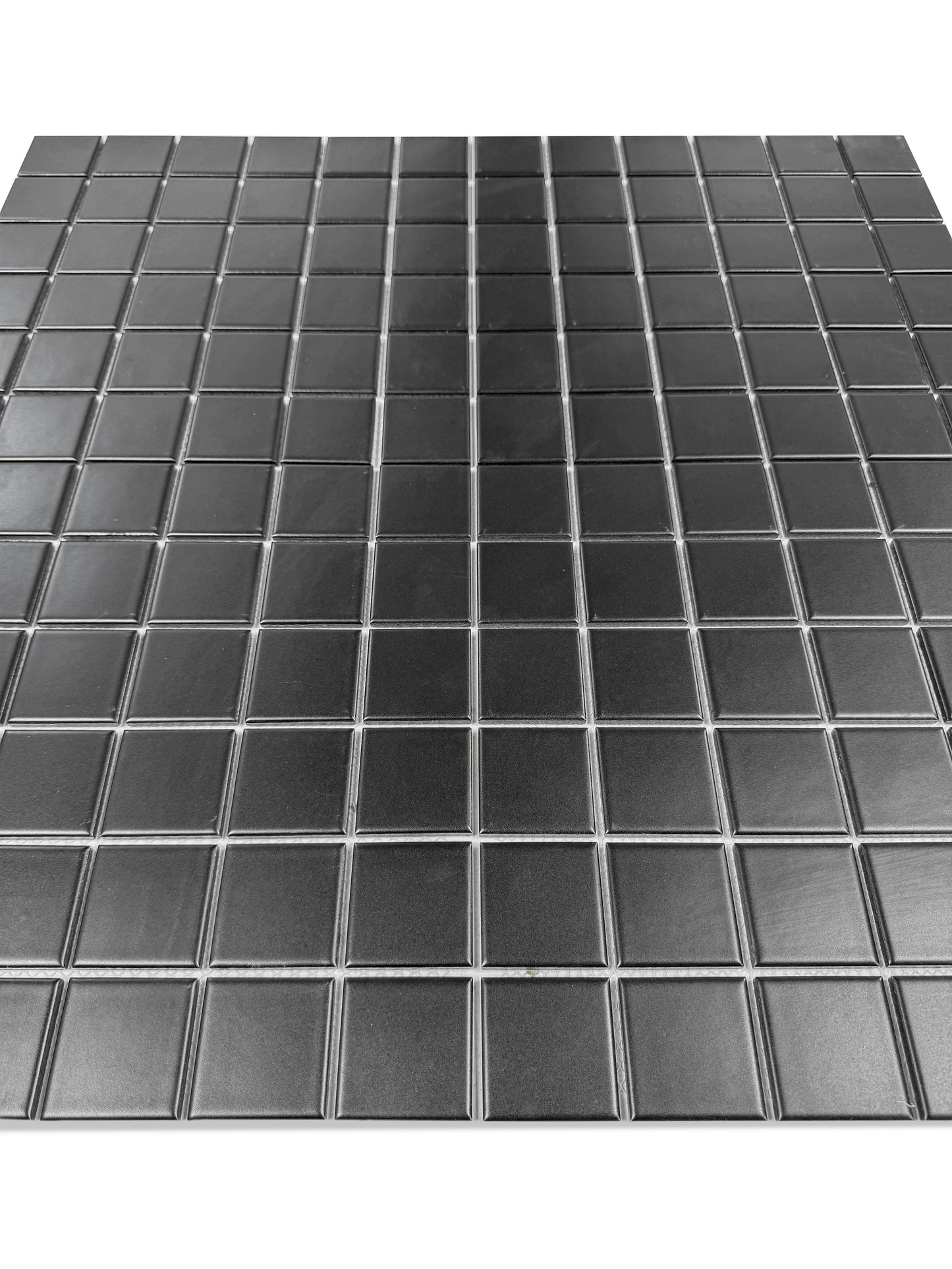 Black  mosaic tiles on a white background
