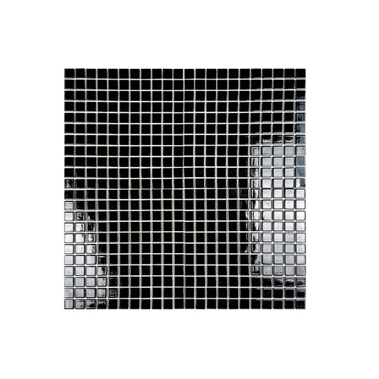 Black  mosaic tile pattern on a white background