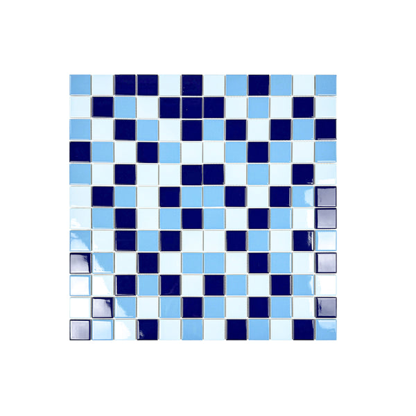 Azure Harmony Light Blue & Cobalt Blue & Midnight Blue Mixed  Ordinary Glazed Porcelain Mosaic
