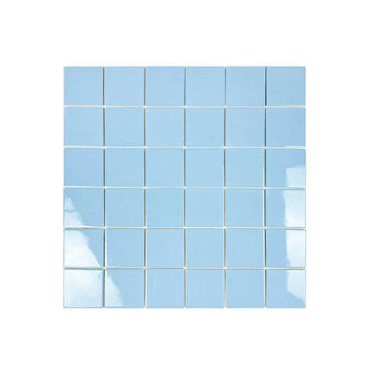 Blue square tiles on a white background