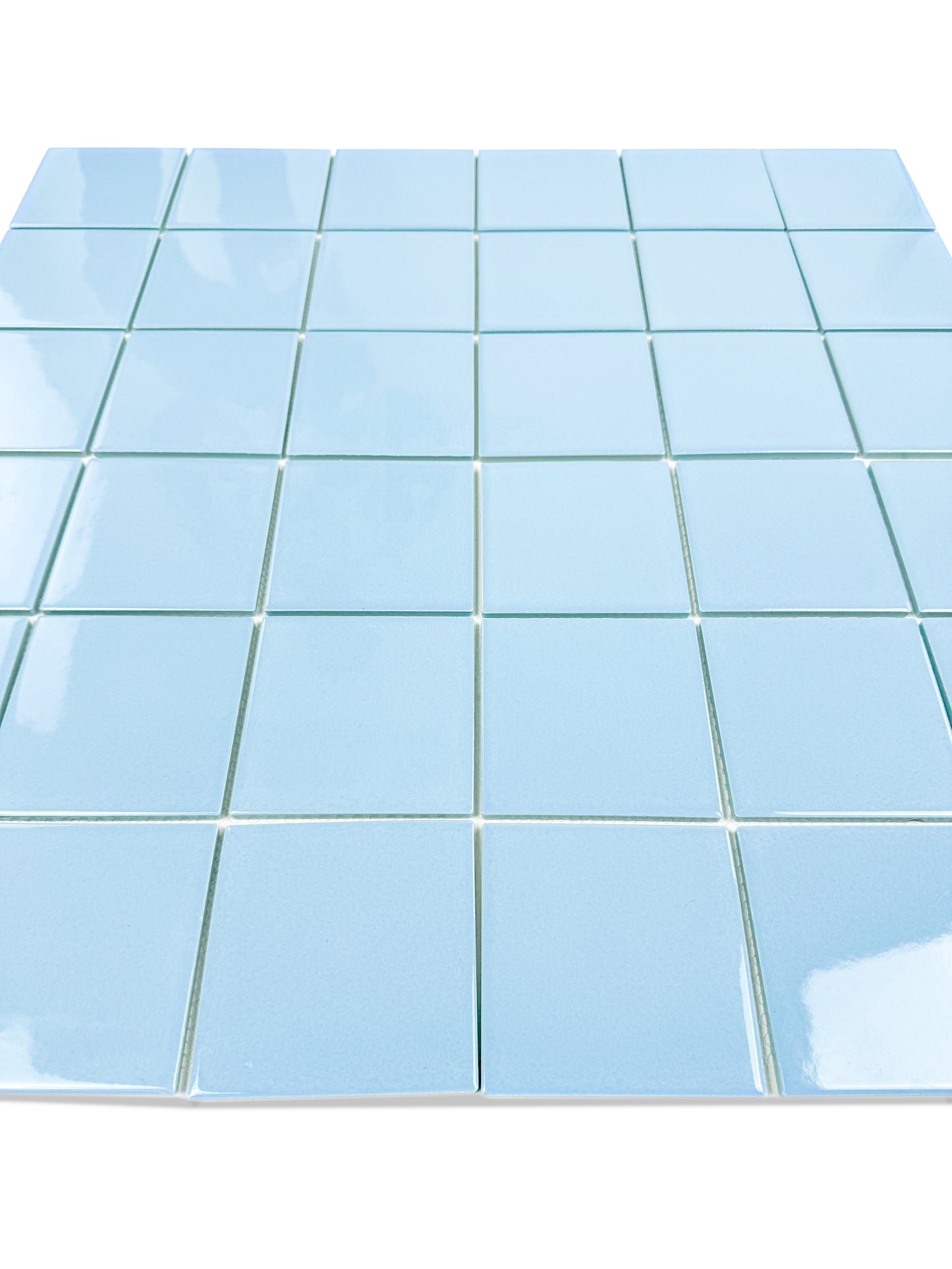 light blue mosaic on a white background