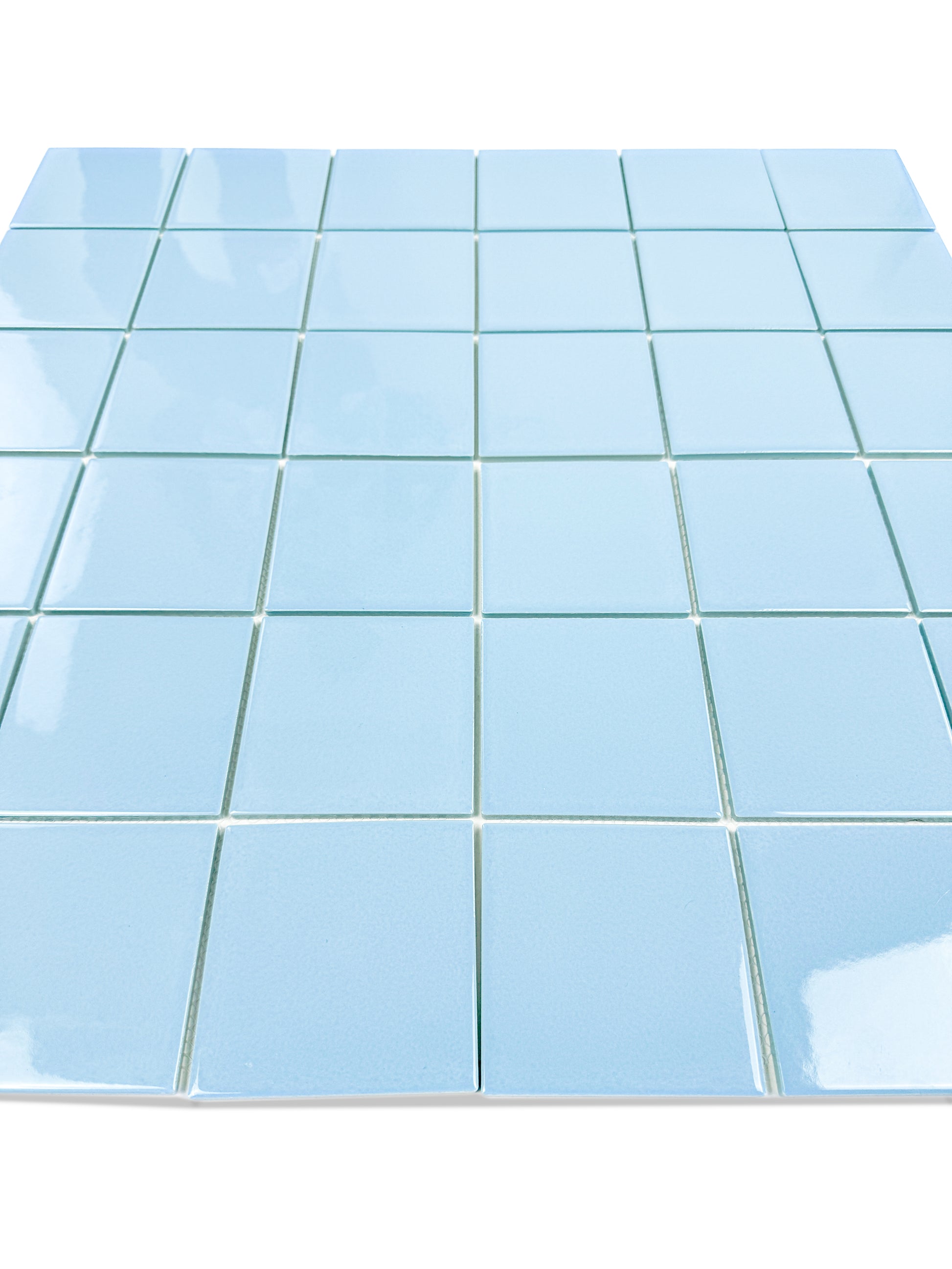light blue mosaic on a white background