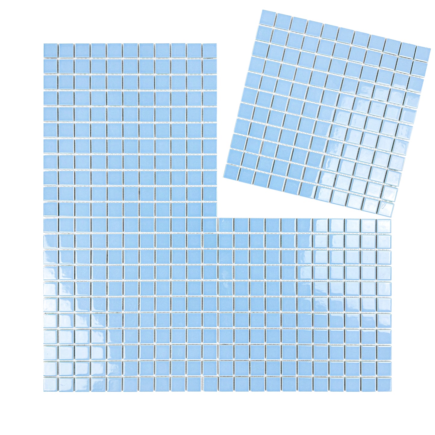 Set of blue square tiles on a white background