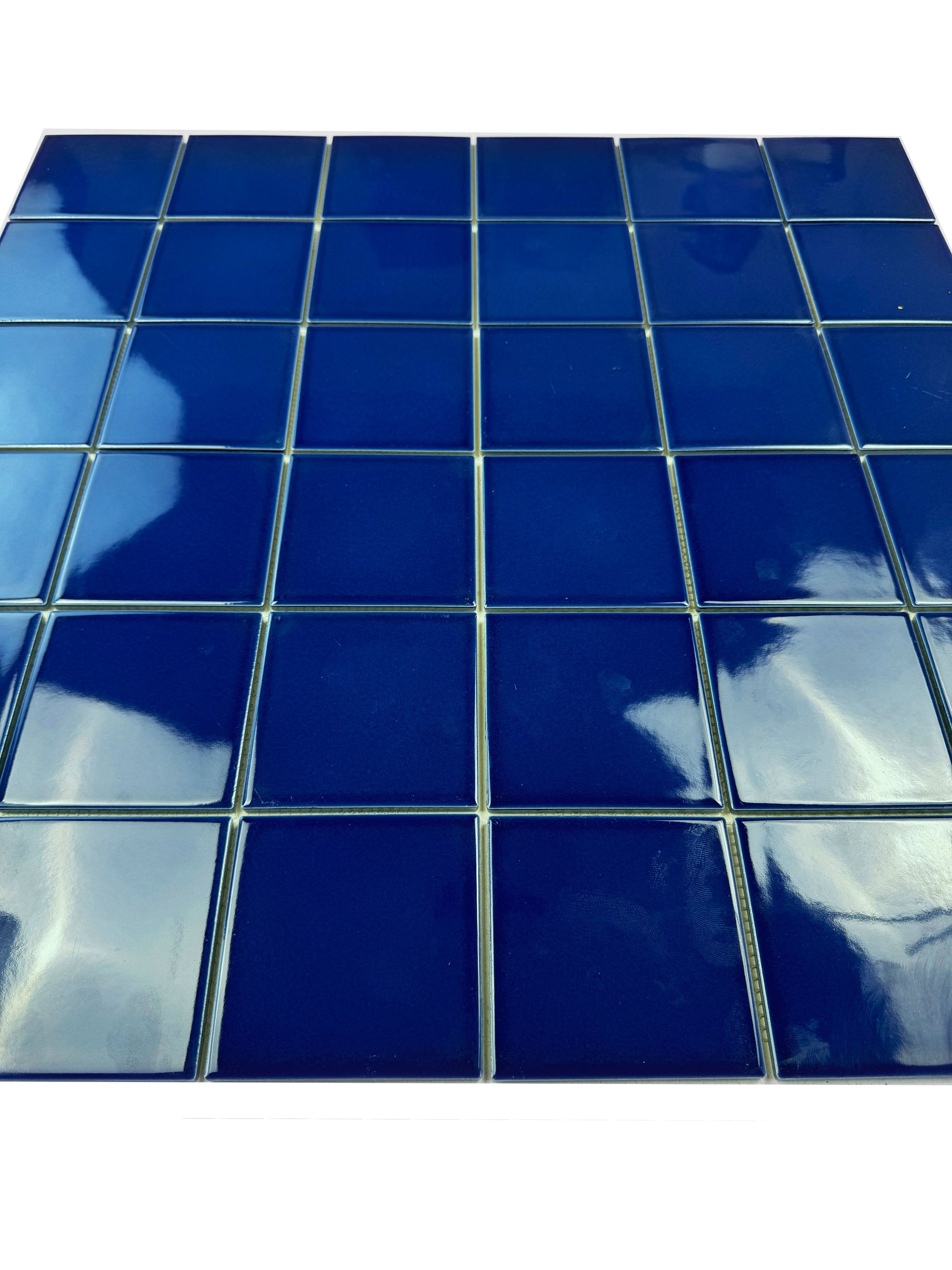 Blue square tiles on a white background