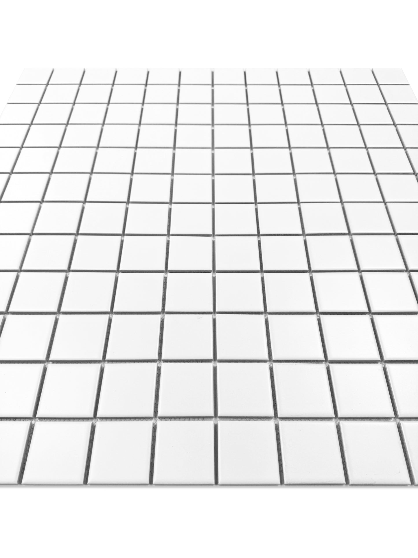 White grid pattern mosaic on a white background