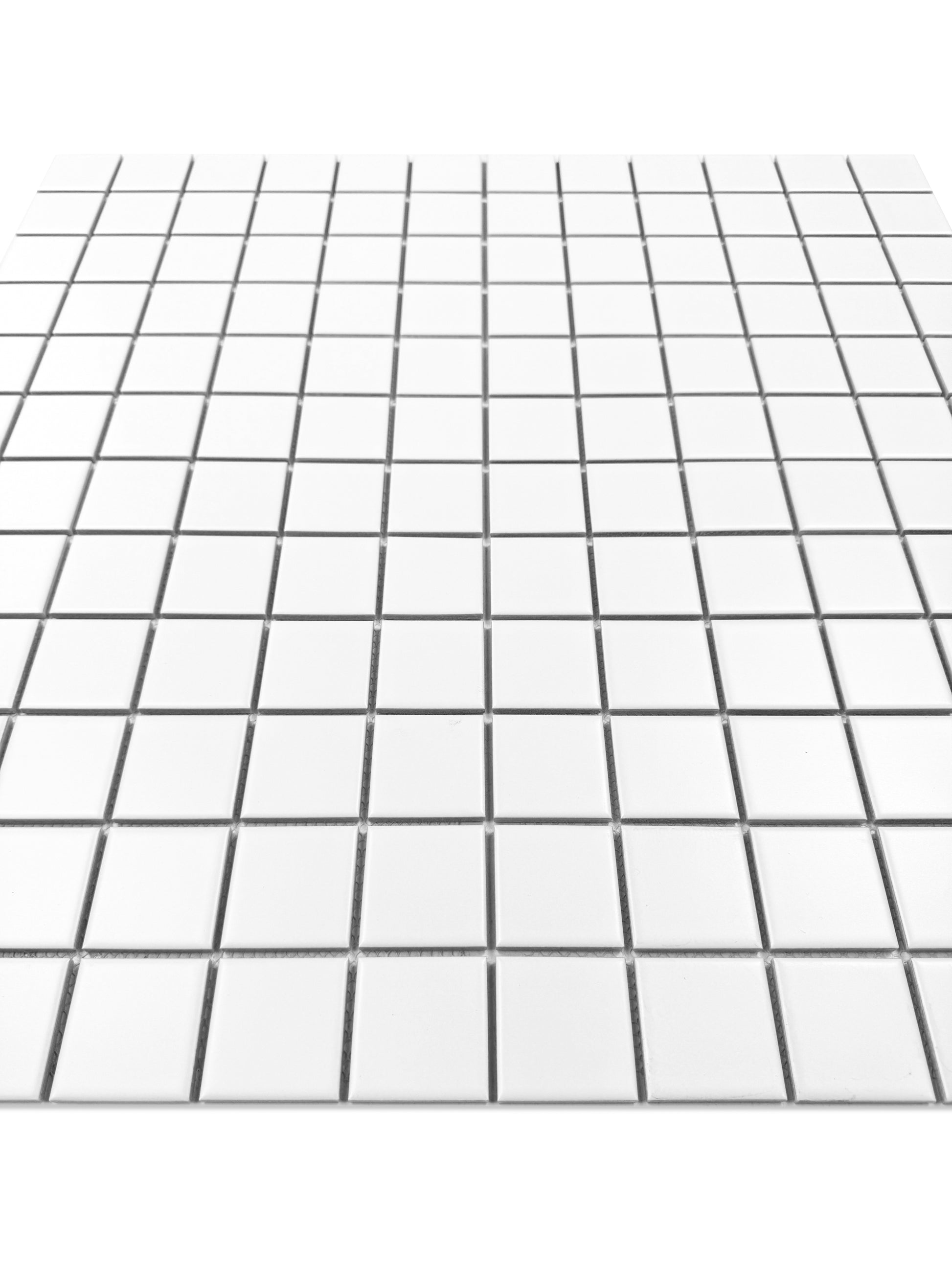 White grid pattern mosaic on a white background