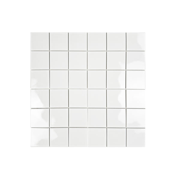 Azure Harmony White Ordinary Glazed Porcelain Mosaic