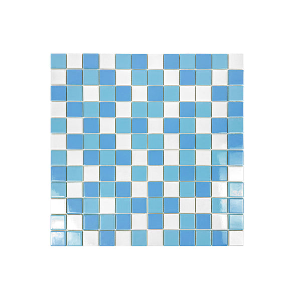 Azure Harmony White & Sky Blue & Light Blue Mixed  Ordinary Glazed Porcelain Mosaic