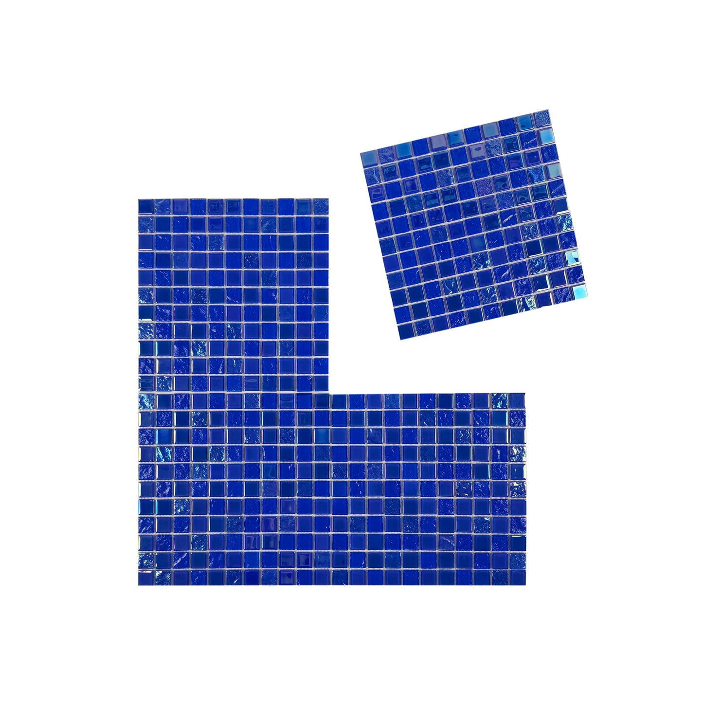 Crystal Cascade Series Klein Blue Iridescent Mixed Wave Pattern Crystal Glass Mosaic
