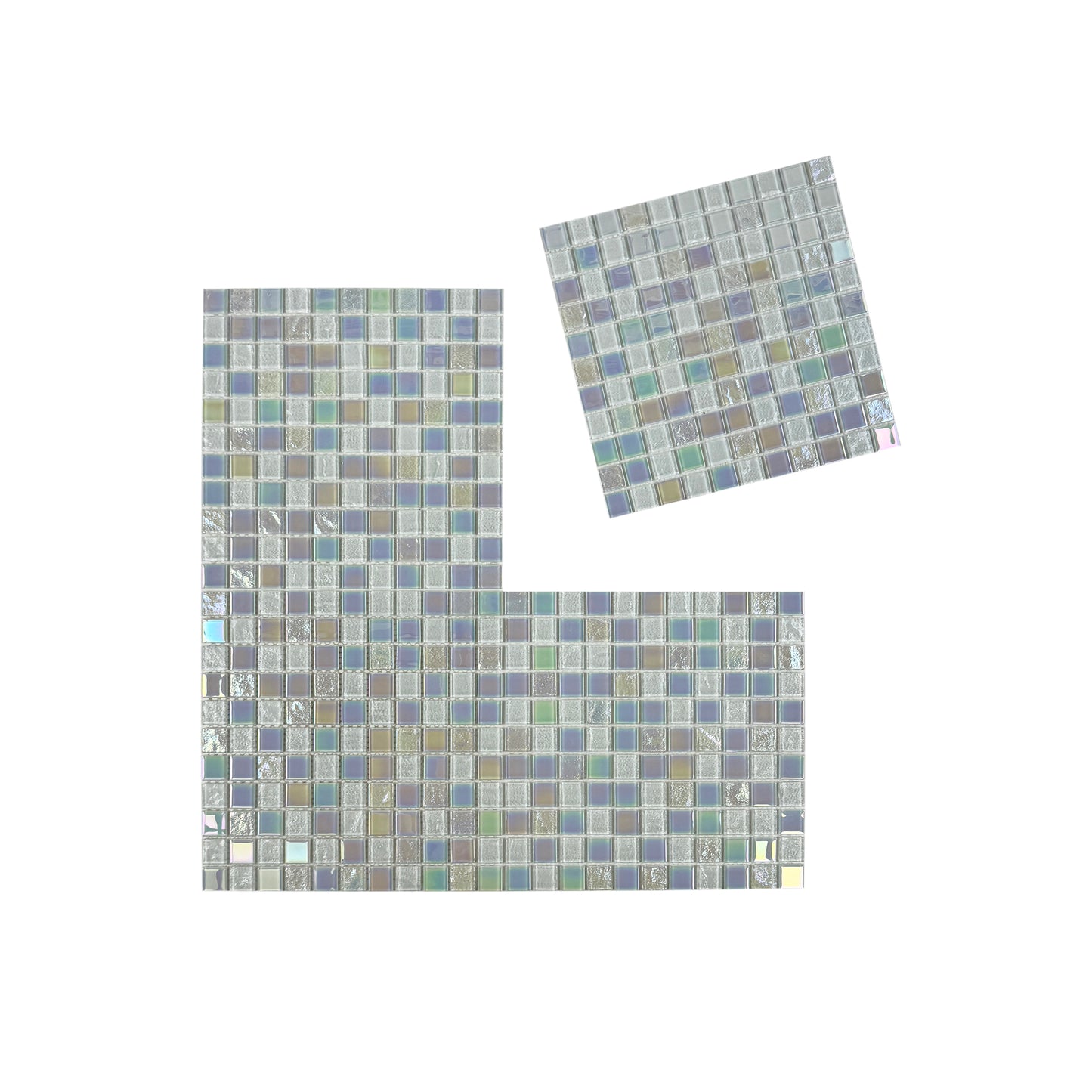 Crystal Cascade Series White Iridescent Mixed Wave Pattern Crystal Glass Mosaic
