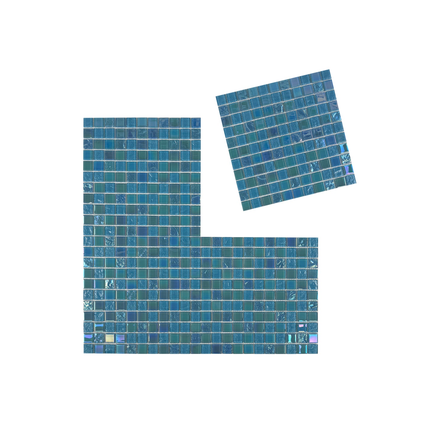 Crystal Cascade Series Jungle Green & Moss Green Iridescent Mixed Wave Pattern Crystal Glass Mosaic
