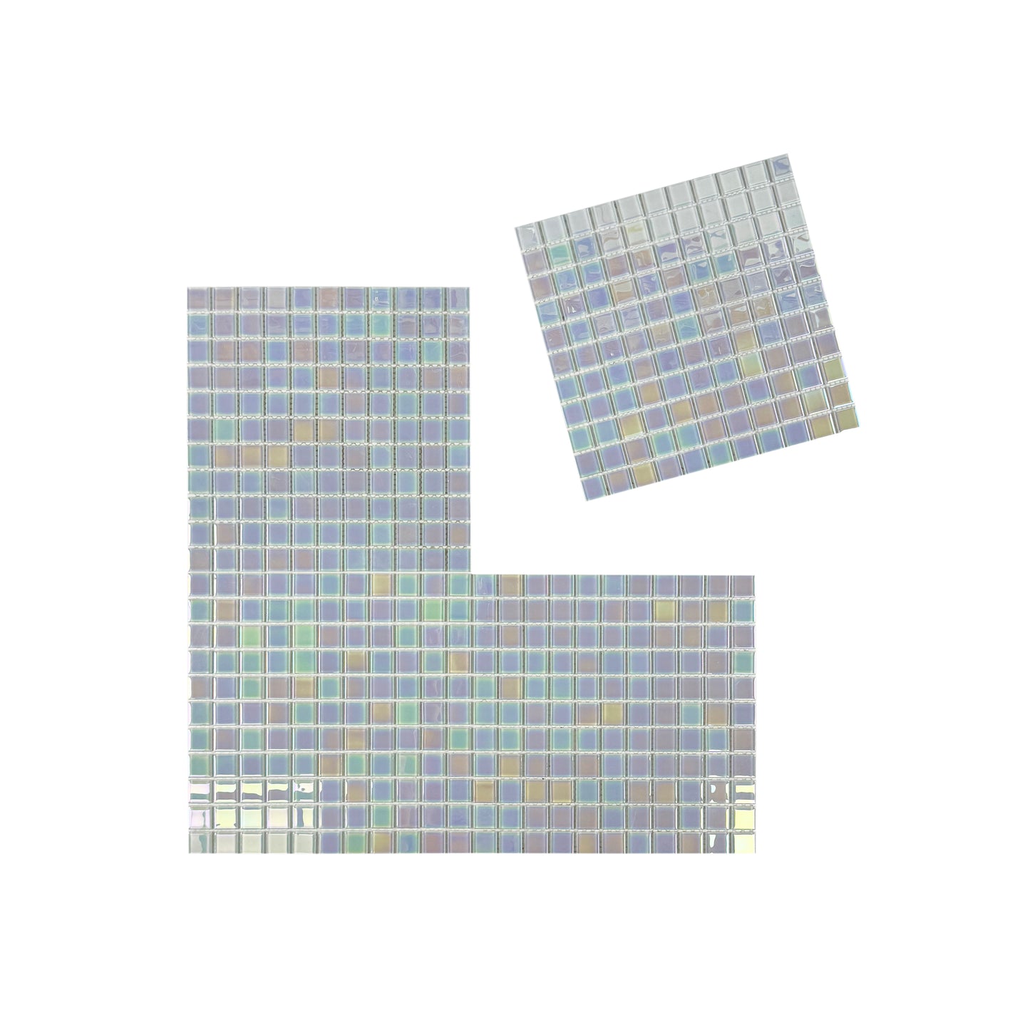 Crystal Cascade Series Smoke Blue & White Iridescent Mixed Crystal Glass Mosaic