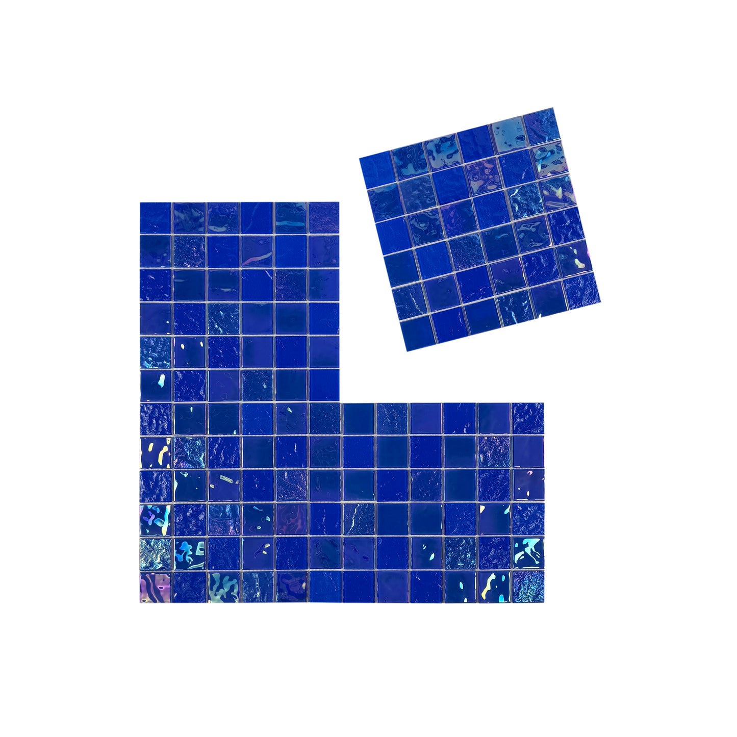 Crystal Cascade Series Klein Blue Iridescent Mixed Wave Pattern Crystal Glass Mosaic
