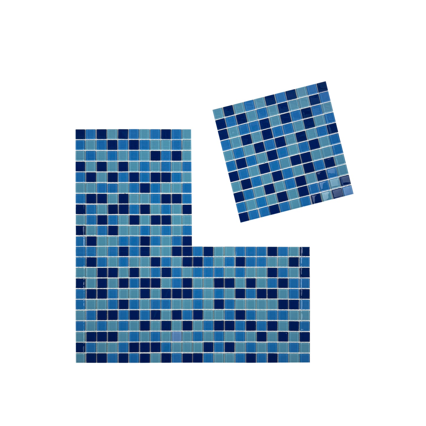 Azure Enchantment Series Aqua Blue & French Blue &Sapphire Blue Mixed Crystal Glass Mosaic