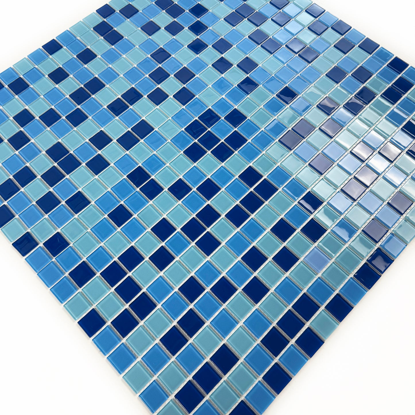 Azure Enchantment Series Aqua Blue & French Blue &Sapphire Blue Mixed Crystal Glass Mosaic
