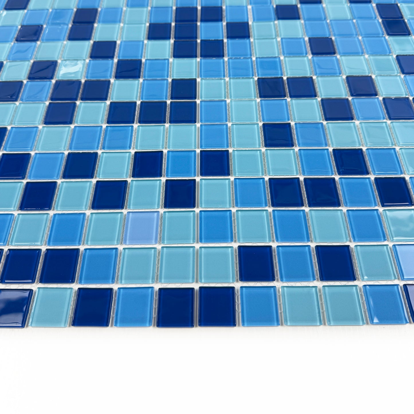 Azure Enchantment Series Aqua Blue & French Blue &Sapphire Blue Mixed Crystal Glass Mosaic