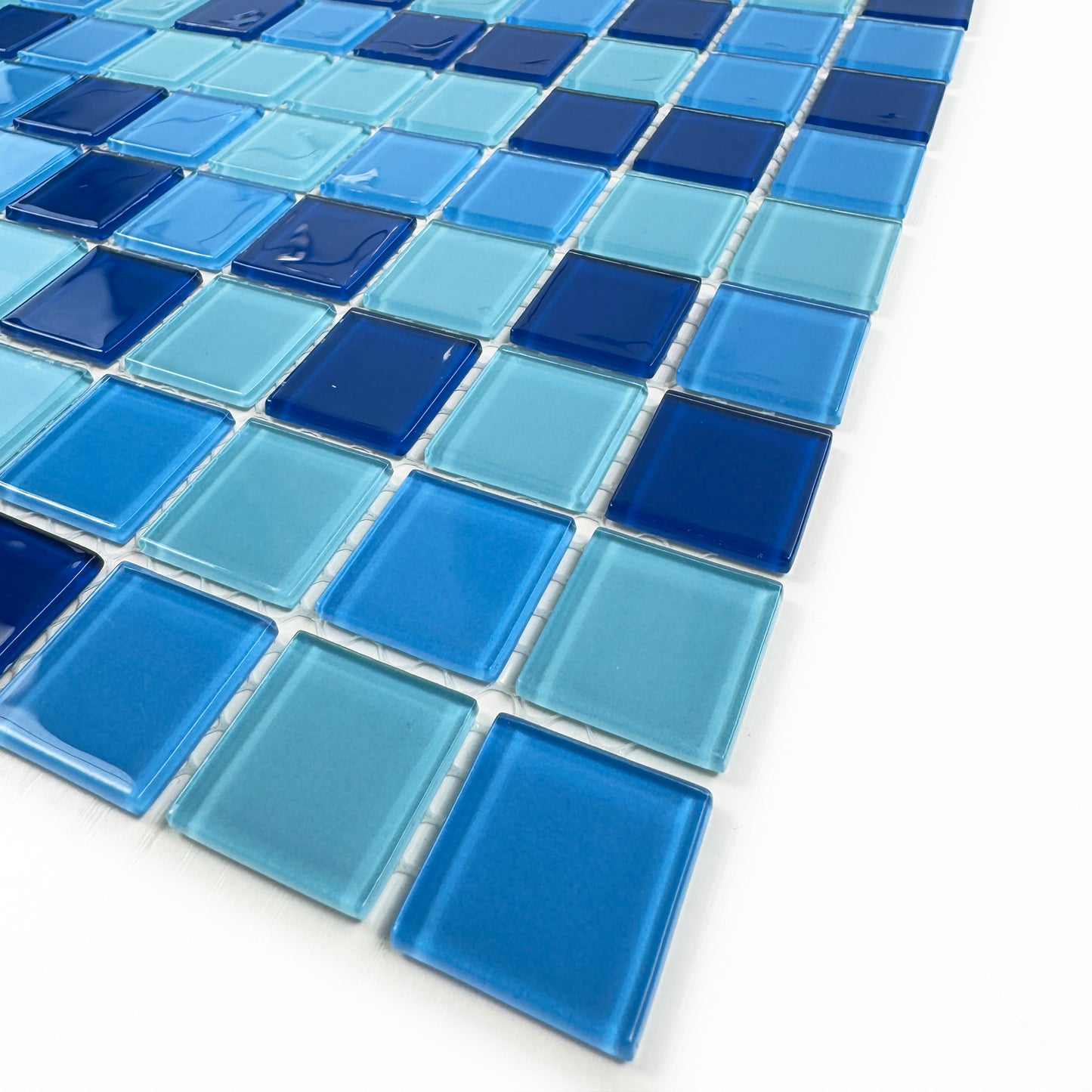 Azure Enchantment Series Aqua Blue & French Blue &Sapphire Blue Mixed Crystal Glass Mosaic