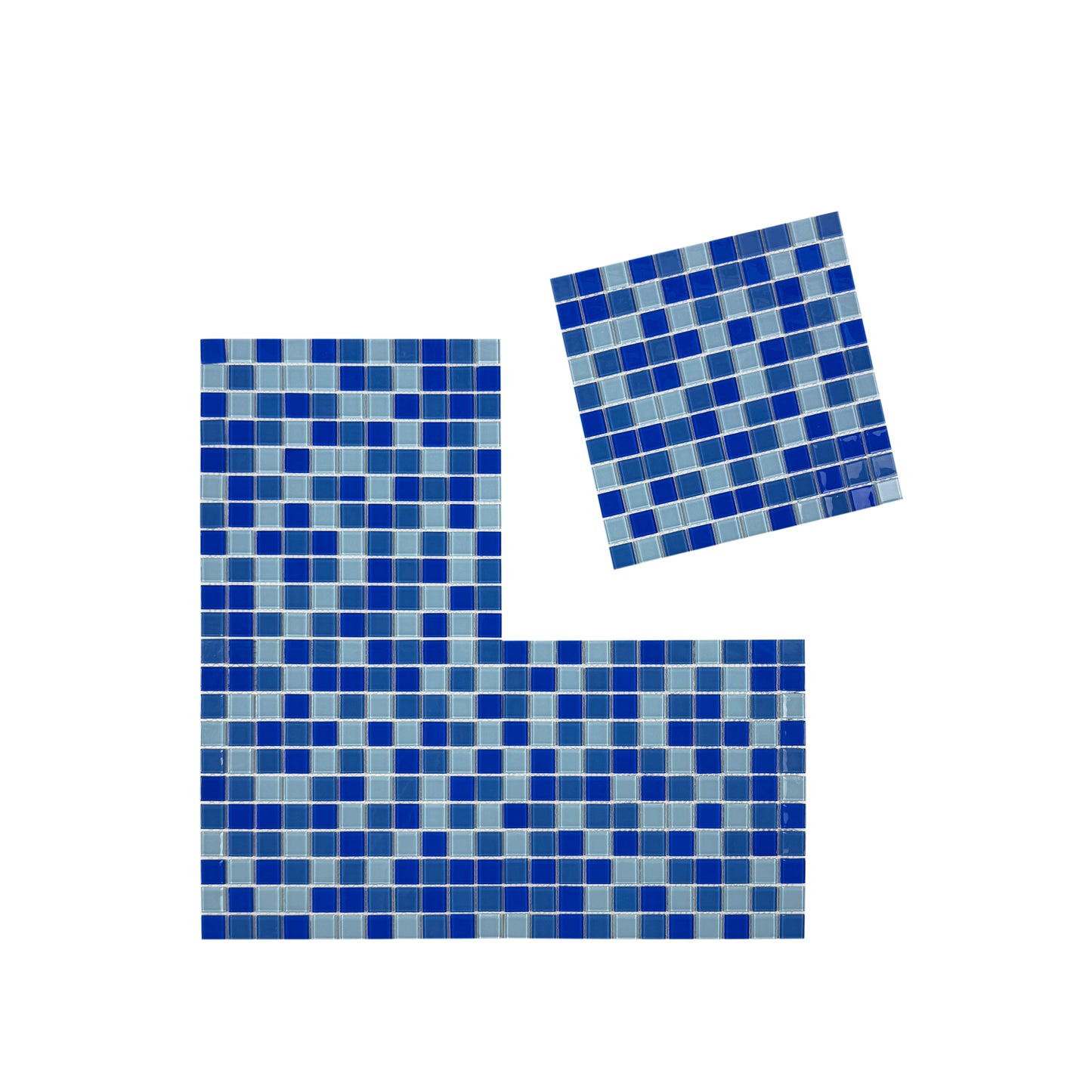 Azure Enchantment Series White & Sky Blue & Cobalt Blue Mixed Crystal Glass Mosaic