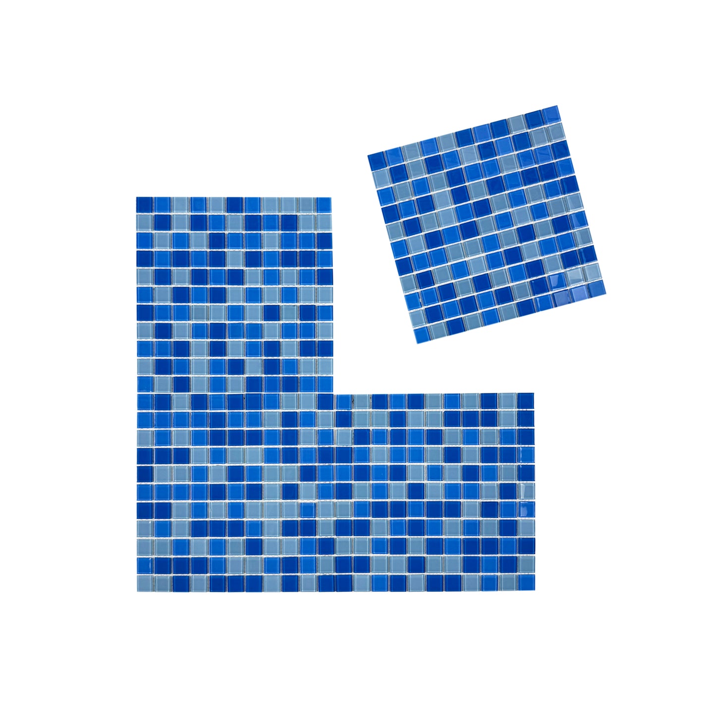 Azure Enchantment Series Baby Blue & Cobalt Blue & Navy Blue Mixed Crystal Glass Mosaic