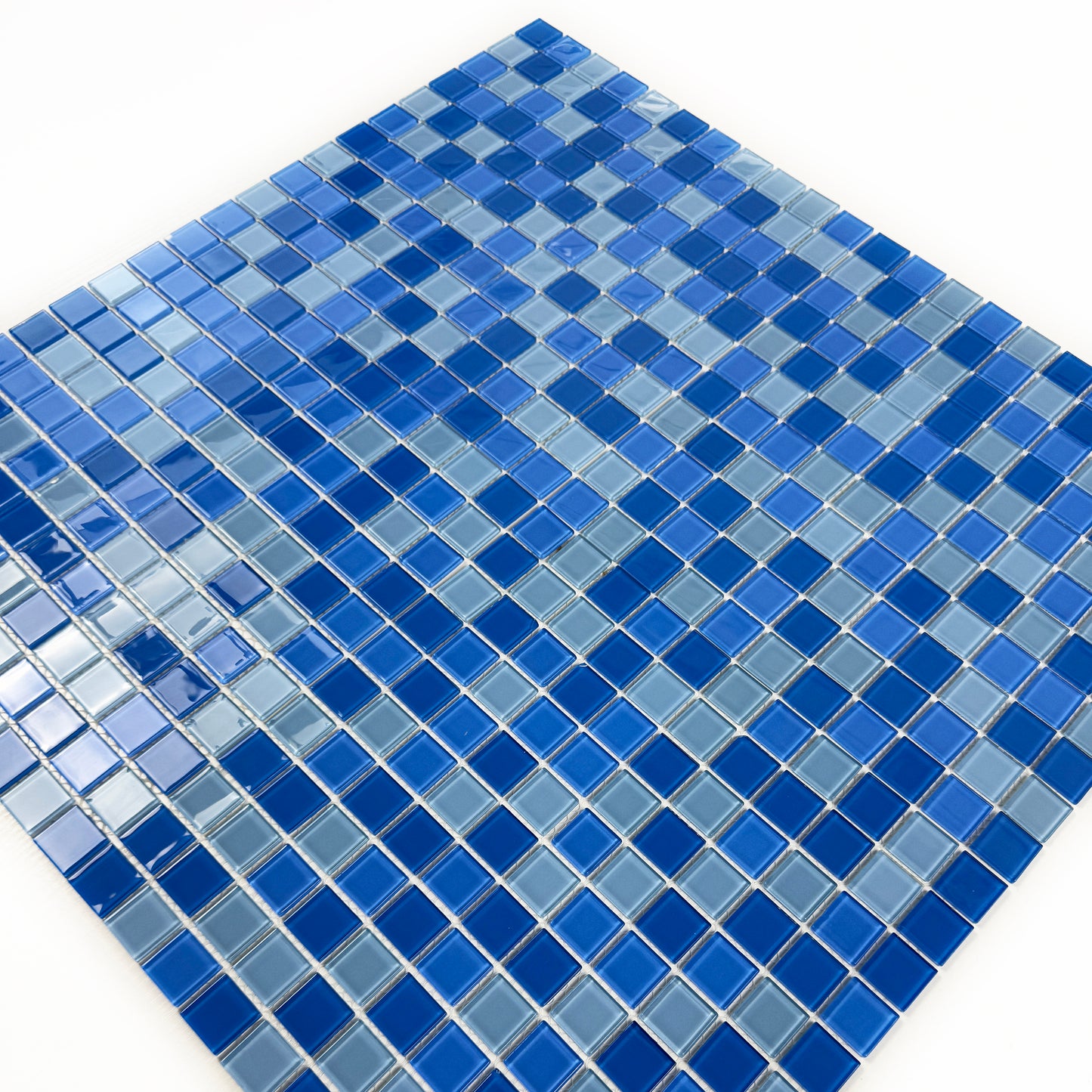 Azure Enchantment Series Baby Blue & Cobalt Blue & Navy Blue Mixed Crystal Glass Mosaic