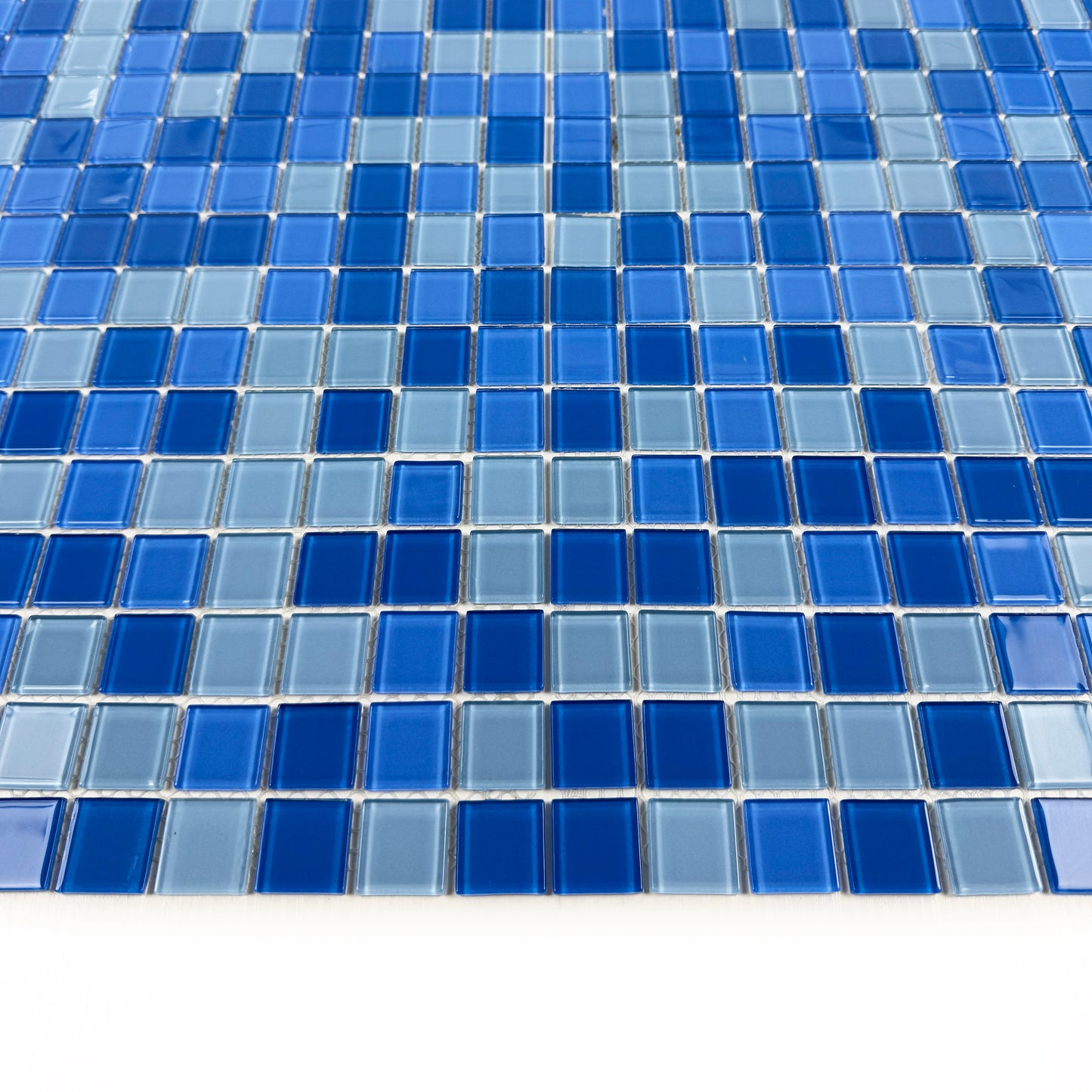Azure Enchantment Series Baby Blue & Cobalt Blue & Navy Blue Mixed Crystal Glass Mosaic