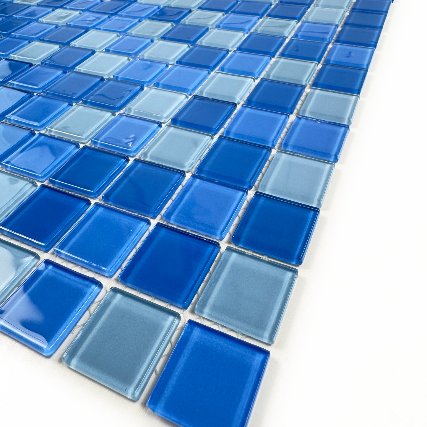 Azure Enchantment Series Baby Blue & Cobalt Blue & Navy Blue Mixed Crystal Glass Mosaic