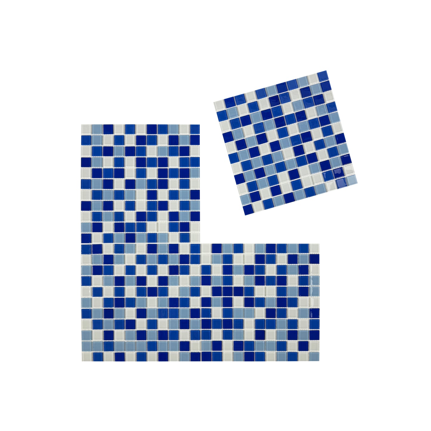 Azure Enchantment Series White & Baby Blue & Cobalt Blue & Navy Blue Mixed Crystal Glass Mosaic