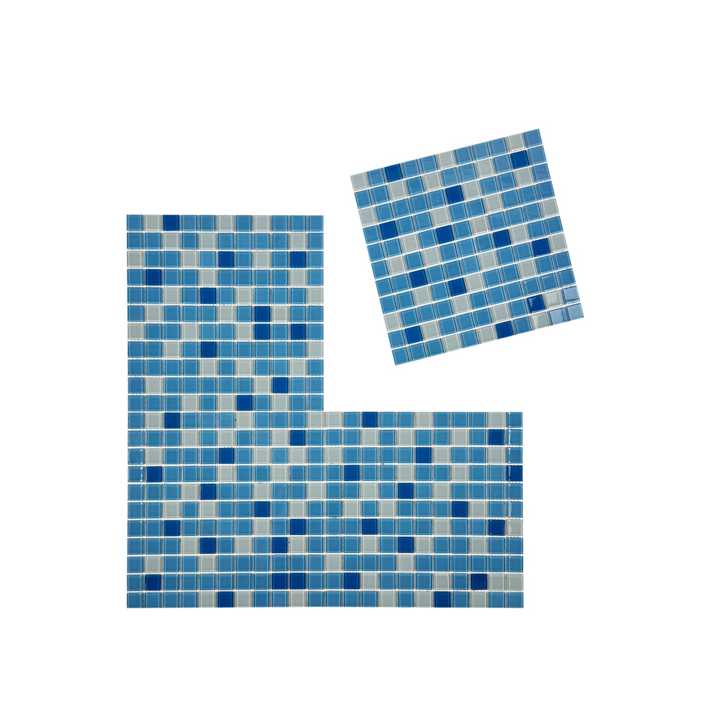 Azure Enchantment Series White & Baby Blue & Cobalt Blue Mixed  Crystal Glass Mosaic