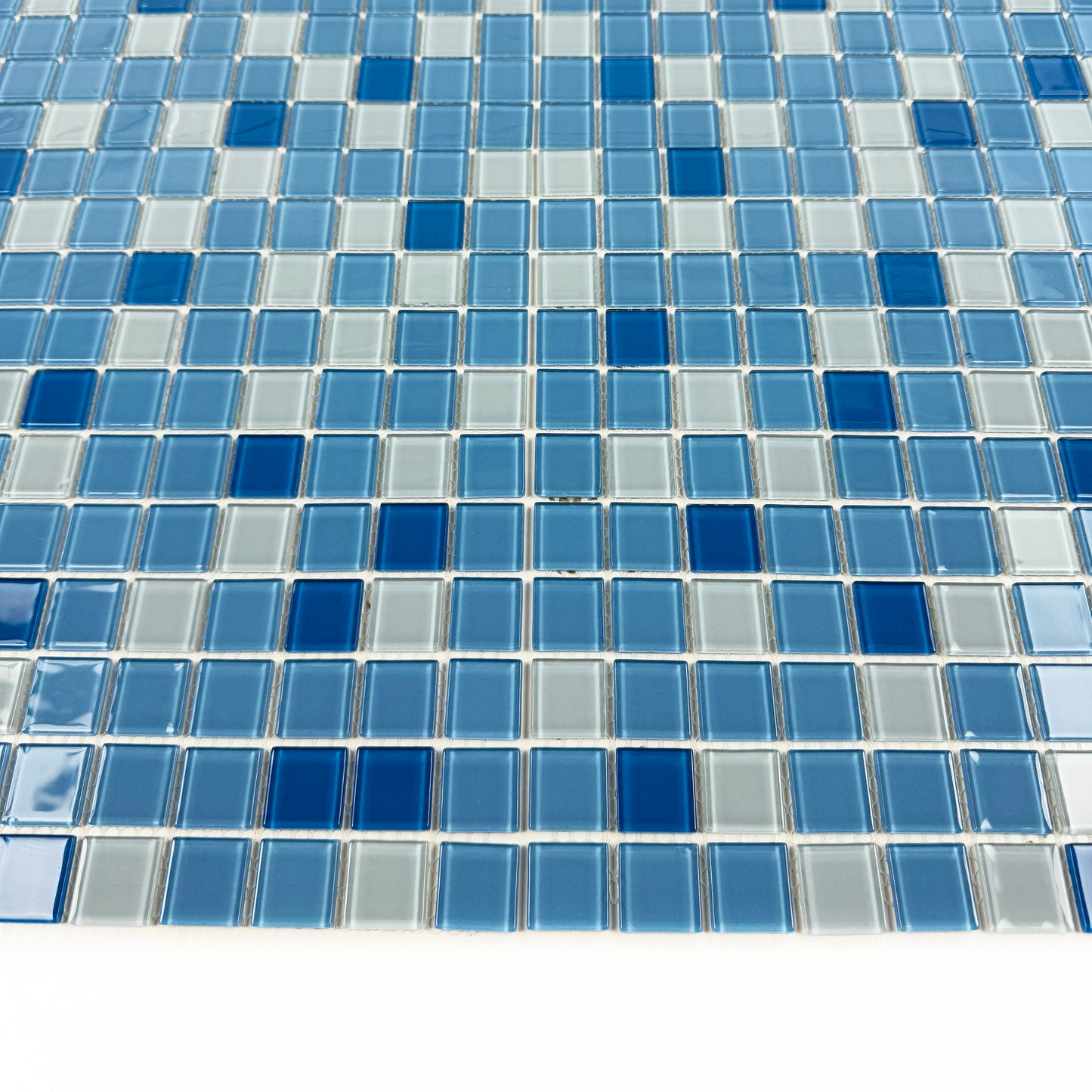 Azure Enchantment Series White & Baby Blue & Cobalt Blue Mixed  Crystal Glass Mosaic