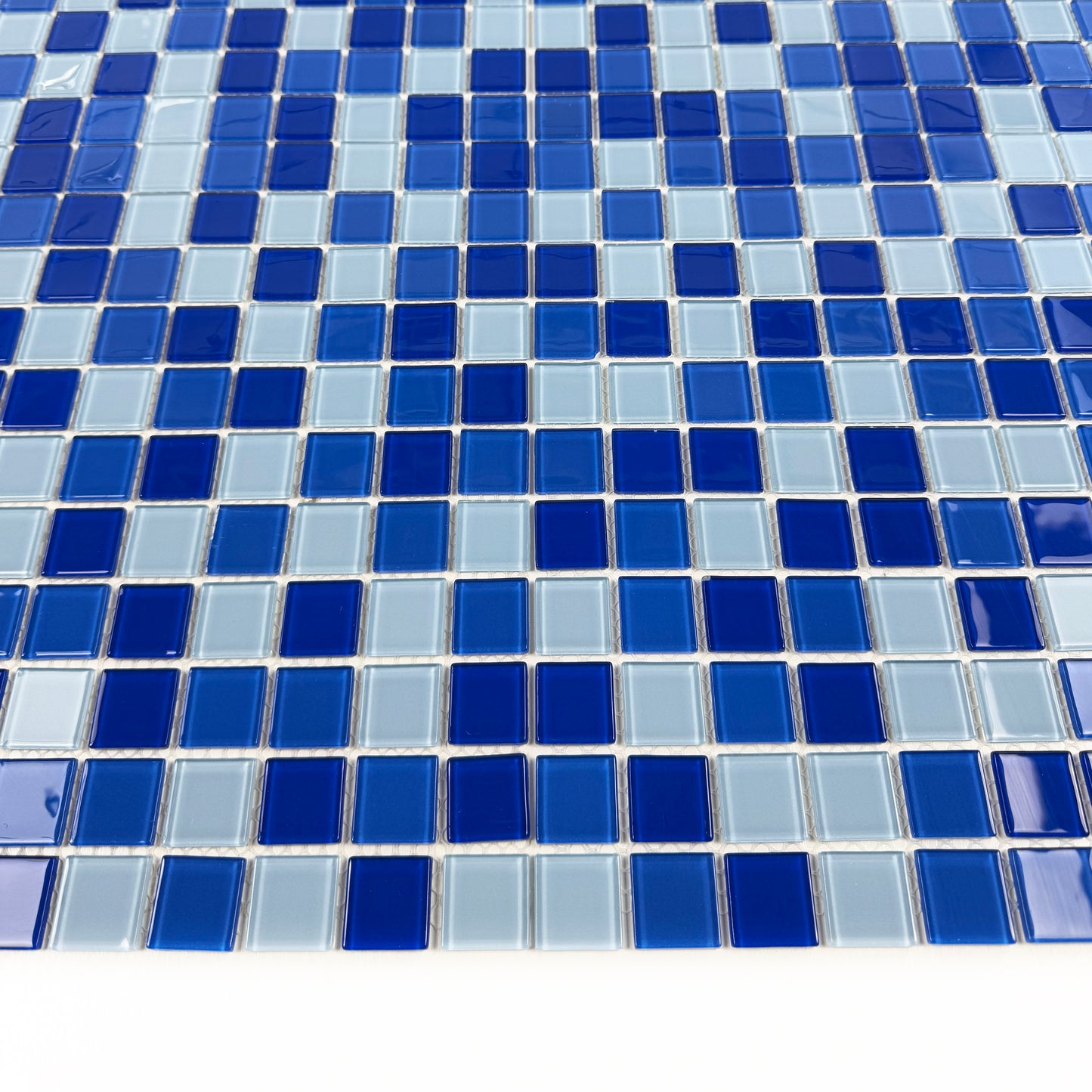 Azure Enchantment Series Light Blue & Cobalt Blue & Navy Blue Mixed Crystal Glass Mosaic